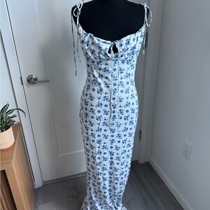 Floral Blue and White Dress